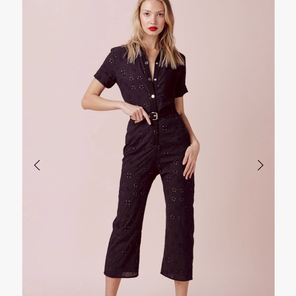 For Love and Lemons Hermosa Jumpsuit Eyelet Black